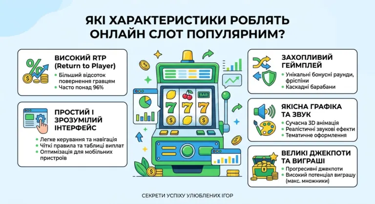Які характеристики роблять онлайн слот популярним